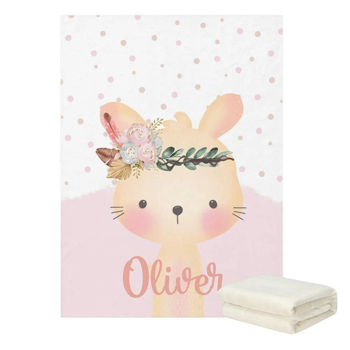 3 Piece Custom Name Boho Bunny Bedding Set