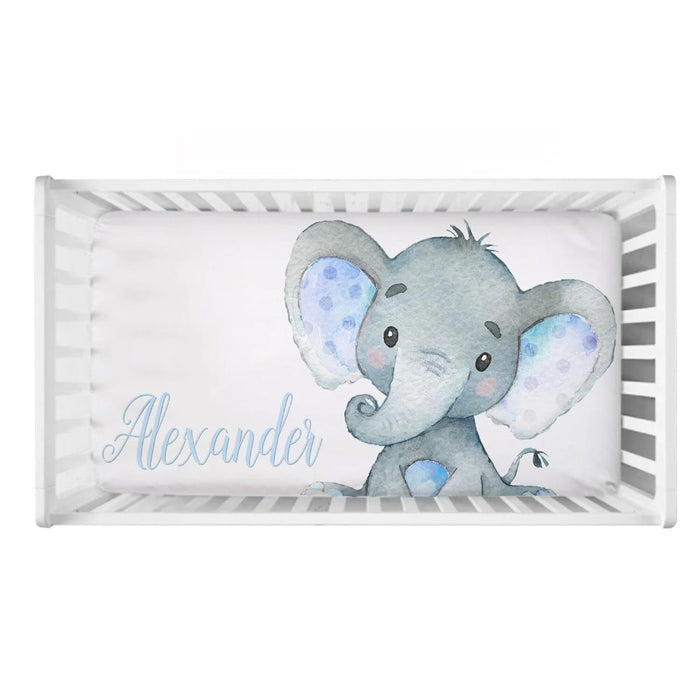 3 Piece Custom Name Elephant Crib Bedding Set