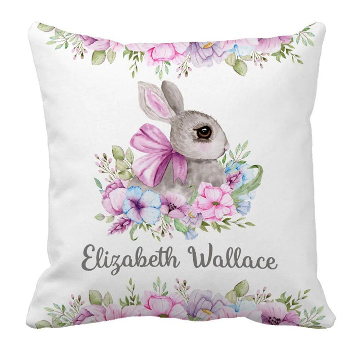 3 Piece Custom Name Floral Bunny Bedding Set