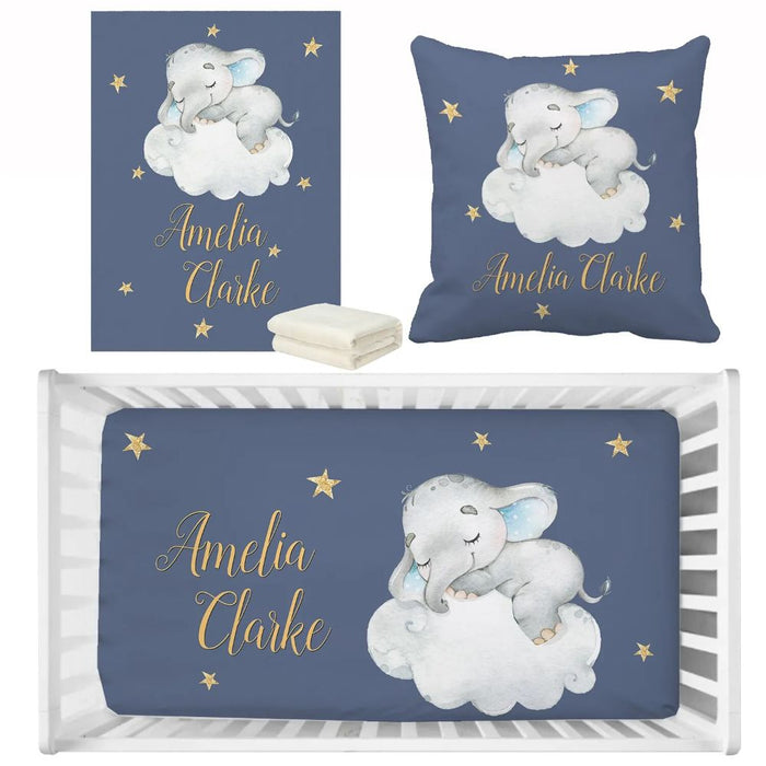 3 Piece Elephant Moon Star Bedding Set