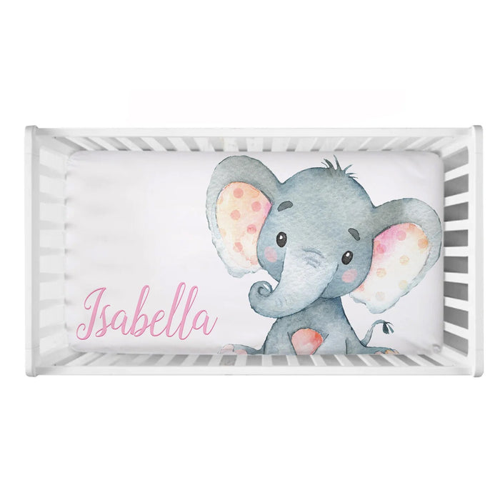 3 Piece Personalized Elephant Crib Bedding Set