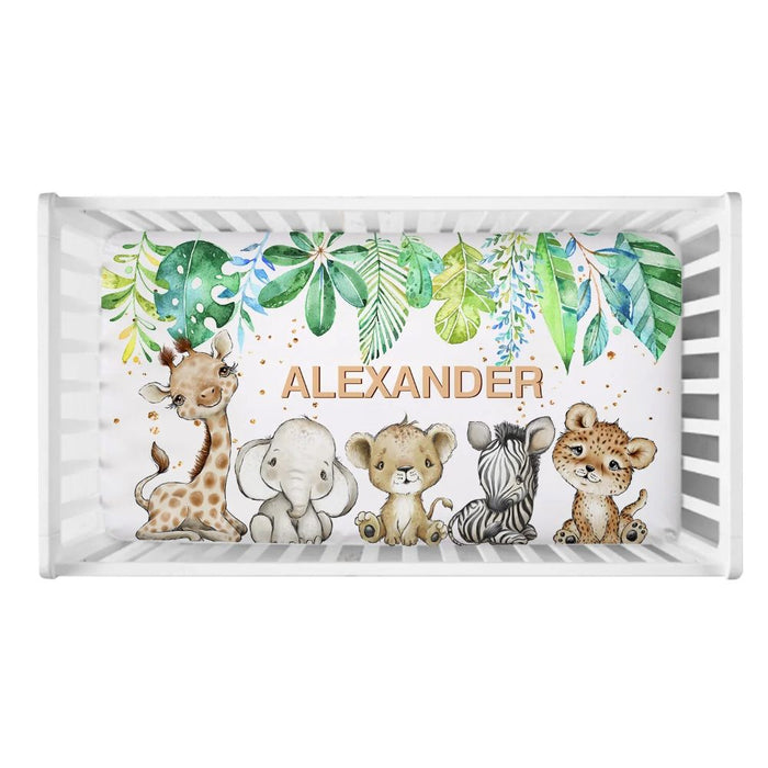 3 Piece Personalized Jungle Animals Bedding Set