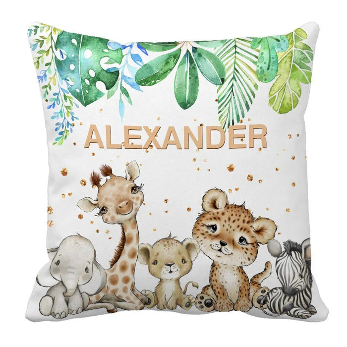 3 Piece Personalized Jungle Animals Bedding Set