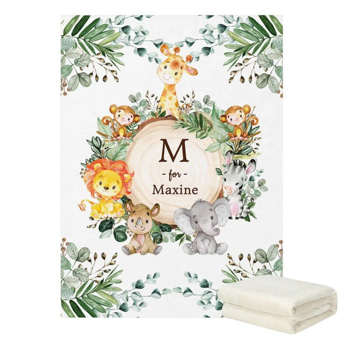 3 Piece Personalized Jungle Theme Bedding Set