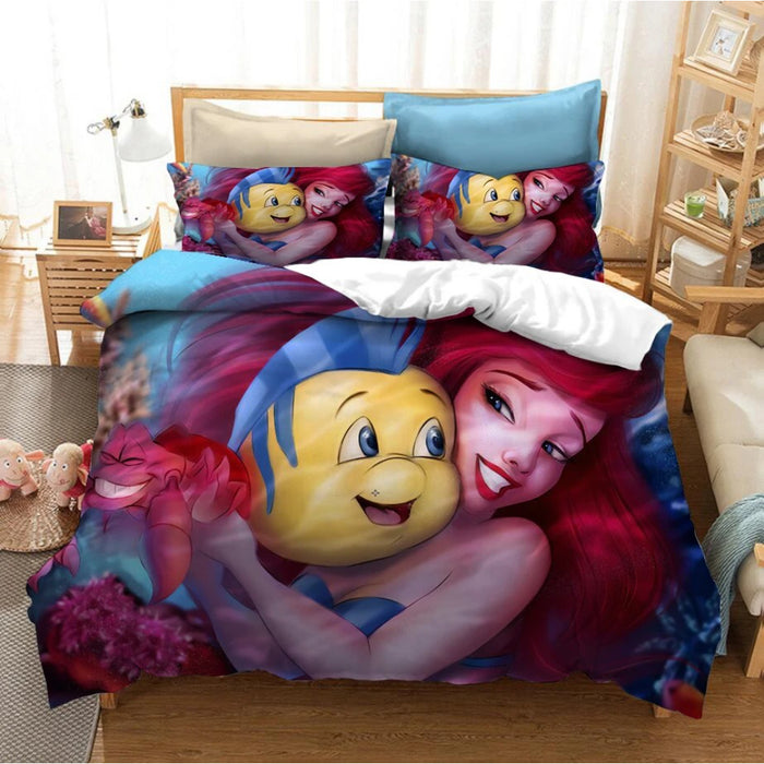 Cartoon Mermaid Printed Bedding Set