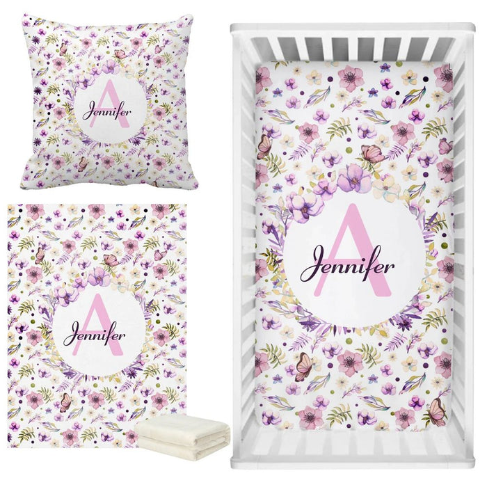 Custom Floral Crib Bedding Set