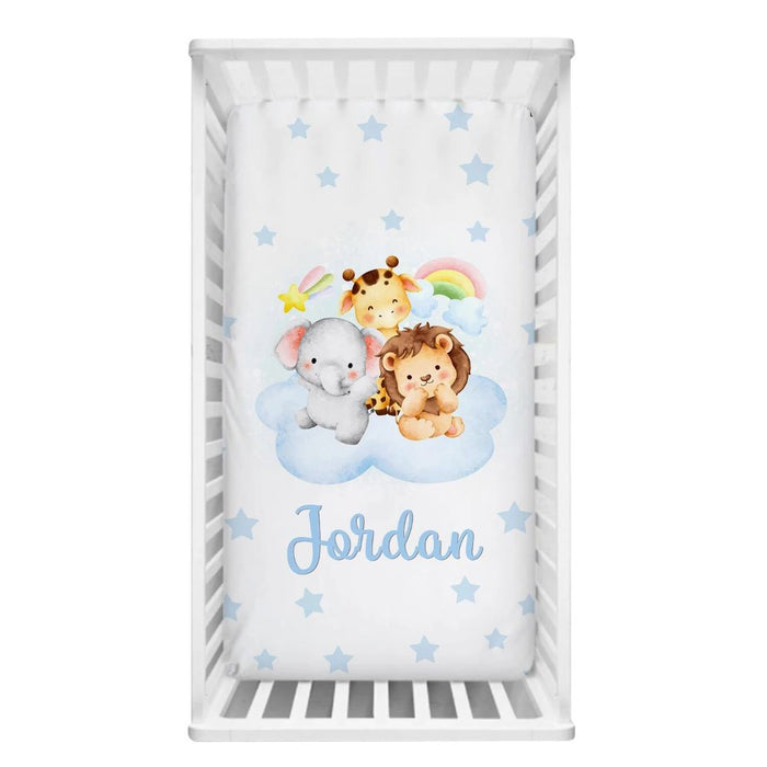 Custom Name Animals On Stars Bedding Set