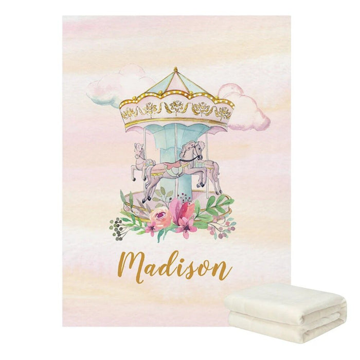 Custom Name Floral Carousel Bedding Set