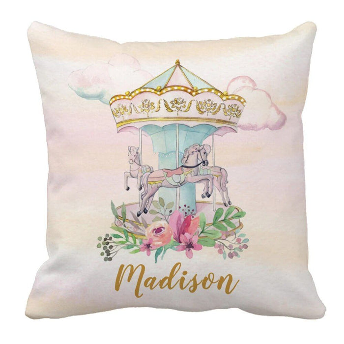 Custom Name Floral Carousel Bedding Set