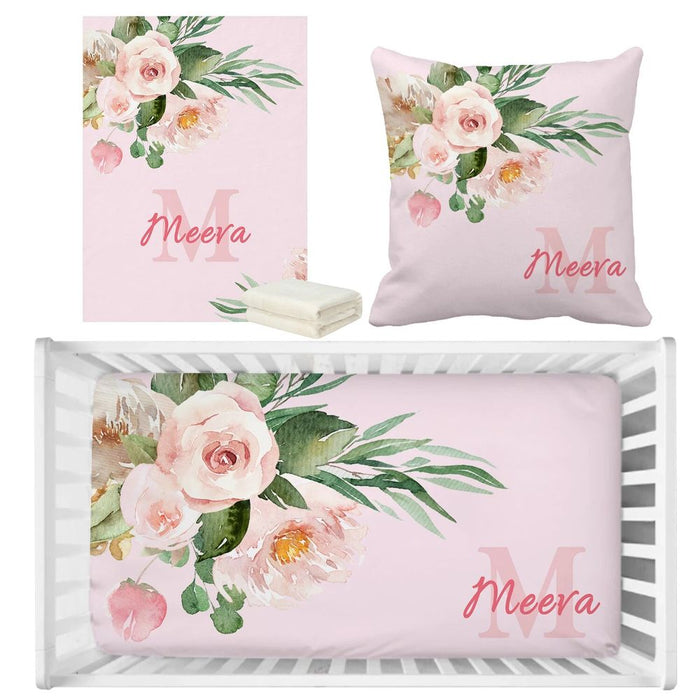 Custom Name Flowers Bedding Set