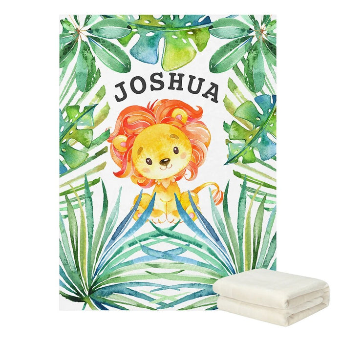 Custom Name Jungle Animals Printed Blanket