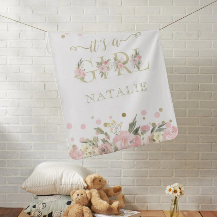 Elegant Baby Announcement Illustrations Blankets