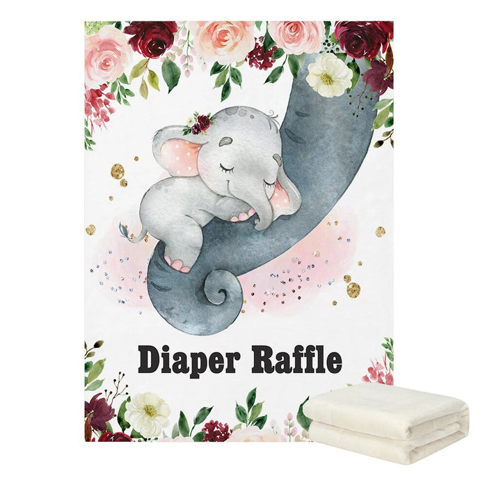 Elephant And Balloon Printed Personalized Name Blanket