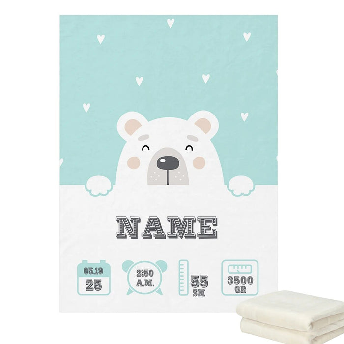 Personalized Birth Bear Llama Blanket