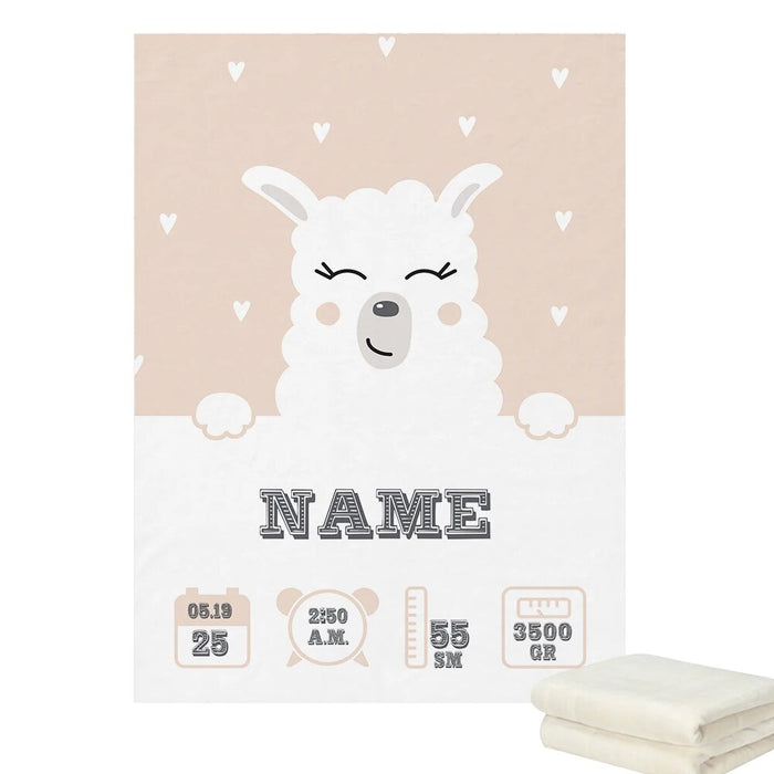 Personalized Birth Bear Llama Blanket