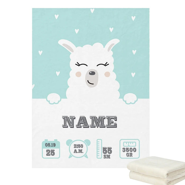 Personalized Birth Bear Llama Blanket