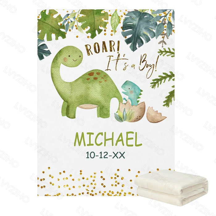 Personalized Dinosaur And Butterfly Name Blanket