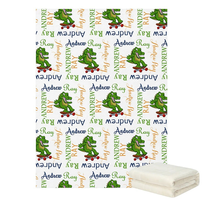 Personalized Dinosaur Bedding Blanket