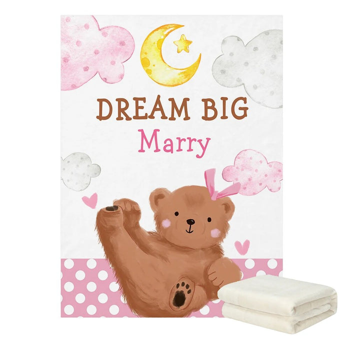 Personalized Dream Big Bear Name Blanket