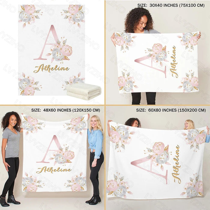 Personalized Floral Letters Pattern Blanket