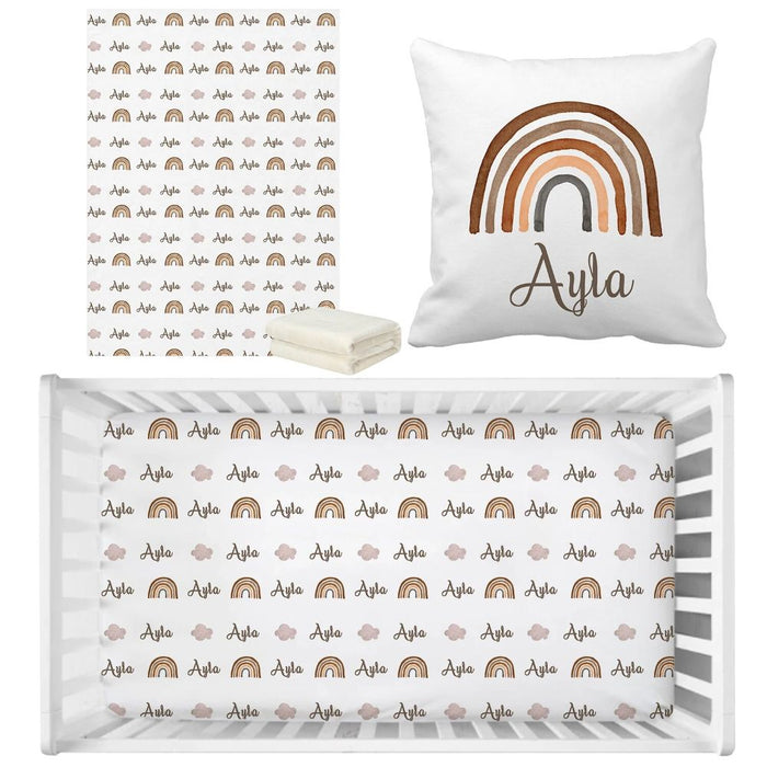 Personalized Name Boho Rainbow Bedding Set