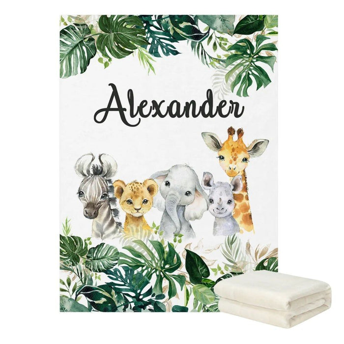 Personalized Name Jungle Animals Bedding Set