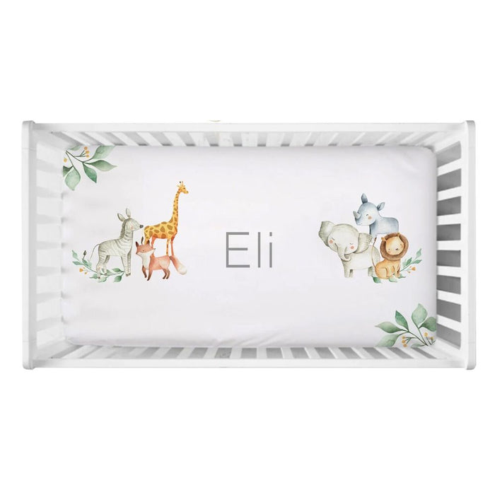 Personalized Name Jungle Animals Crib Bedding Set