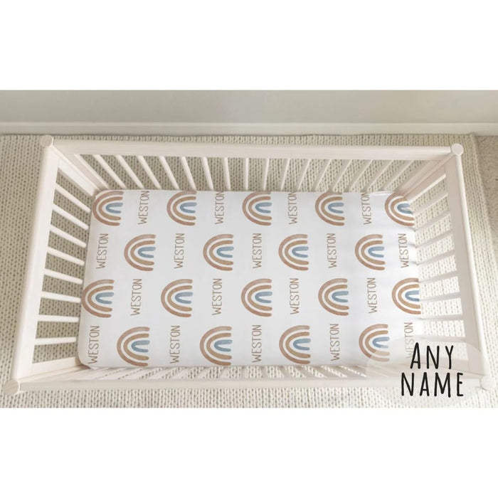 3 Piece Personalized Rainbow Crib Bedding Set