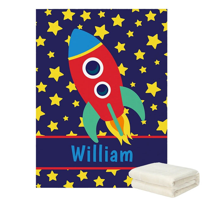 Personalized Space Rocket Kids Blanket