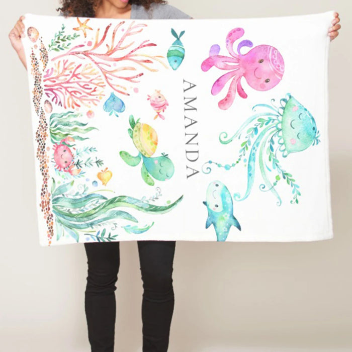 Personalized Underwater Whimsy Patterned Blankets