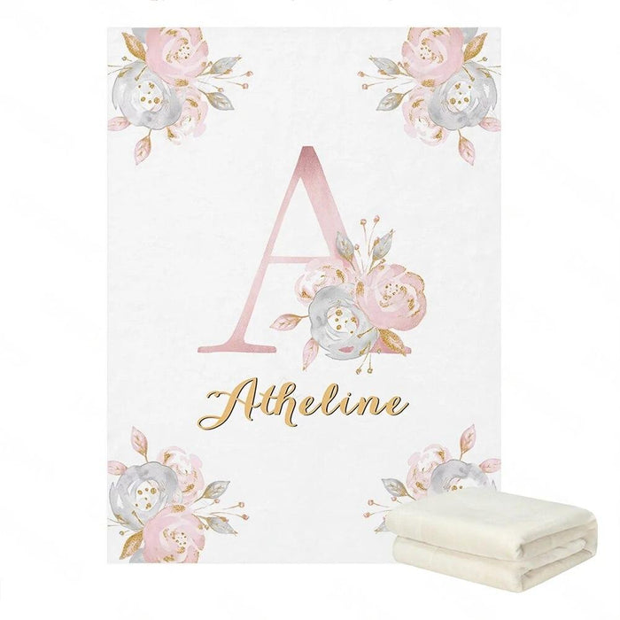 Personalized Floral Letters Pattern Blanket