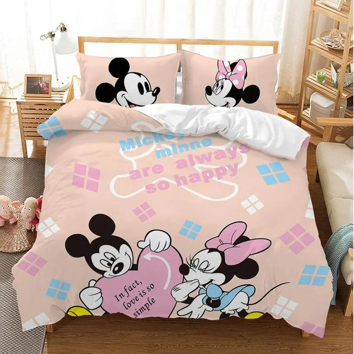 Cartoon Mickey Minnie Bedding Set