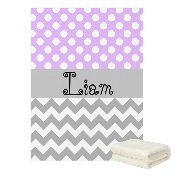 Personalized Name Wavy And Dots Pattern Blanket