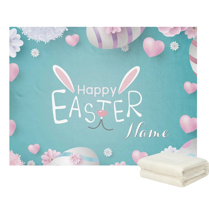 Customized Name Flower Happy Easter Blanket