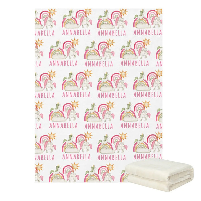 3 Pieces Unicorns With Name Bedding Set