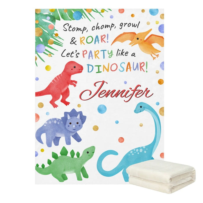 Watercolor Dinosaur Greenery Blanket