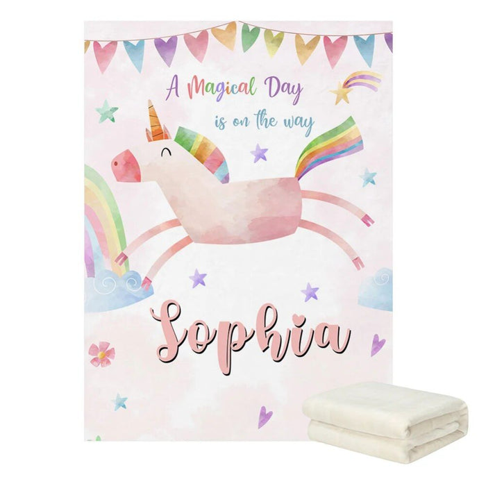 Unicorn Rainbow Custom Name Blanket