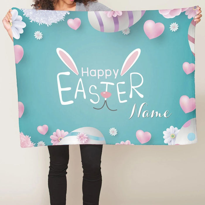 Customized Name Flower Happy Easter Blanket