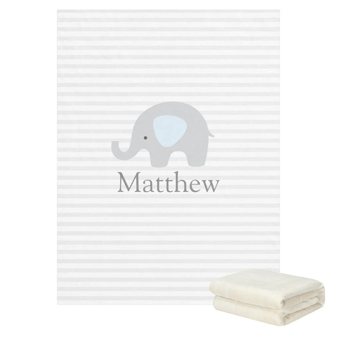 Elephant Stripe Personalized Name Blanket