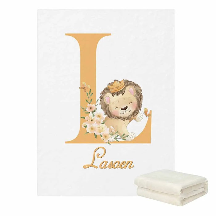 Doodle Lion With Floral Illustration Baby Bedding Set