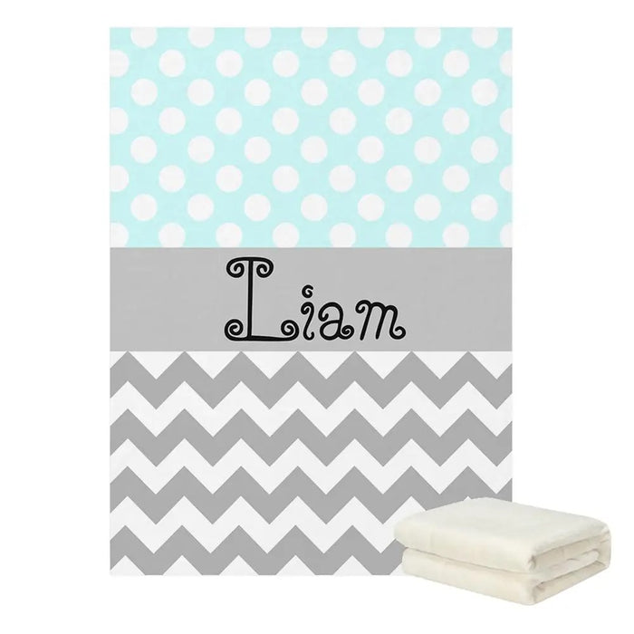 Personalized Name Wavy And Dots Pattern Blanket