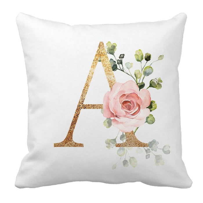 Letter Monogram Peach Rose Bedding Set