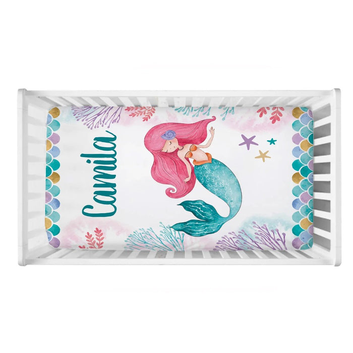 3 Piece Mermaid Crib Custom Bedding Set