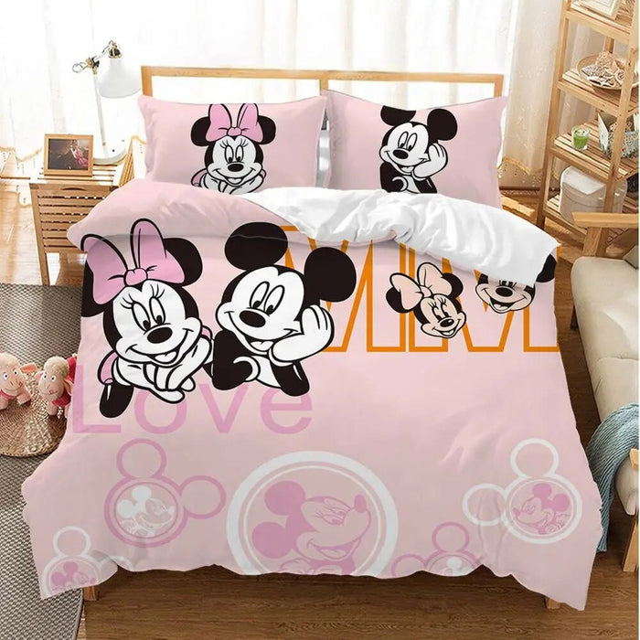 Cartoon Mickey Minnie Bedding Set