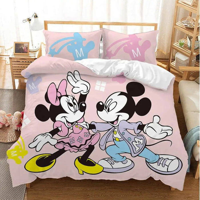 Cartoon Mickey Minnie Bedding Set