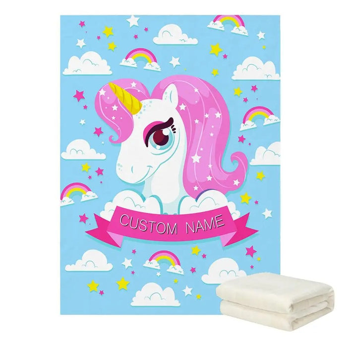 Drawn Unicorn Custom Name Blanket