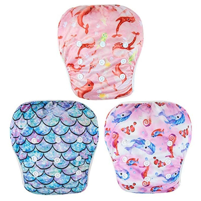 3 Pack Adjustable Reusable One Size Baby Swim Diapers