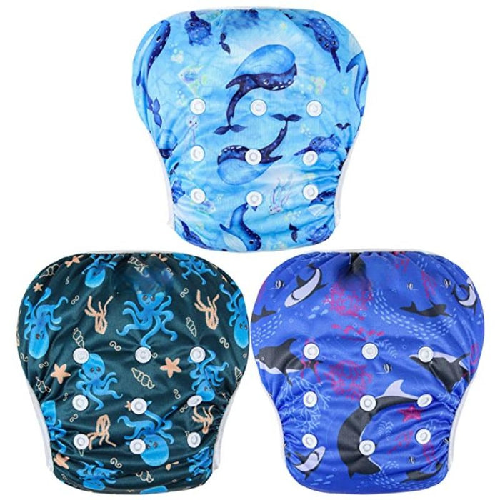 3 Pack Adjustable Reusable One Size Baby Swim Diapers