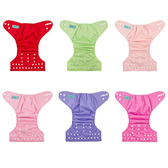 Baby Cloth Diapers 6 Pack With 12 Inserts Adjustable Washable And Reusable Pocket Diapers For Baby Girls