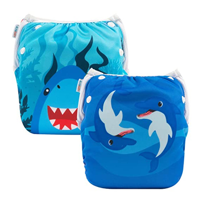 Swim Diapers 2Pcs Baby & Toddler Snap One Size Reusable Adjustable Baby Shower Gifts Baby Boy